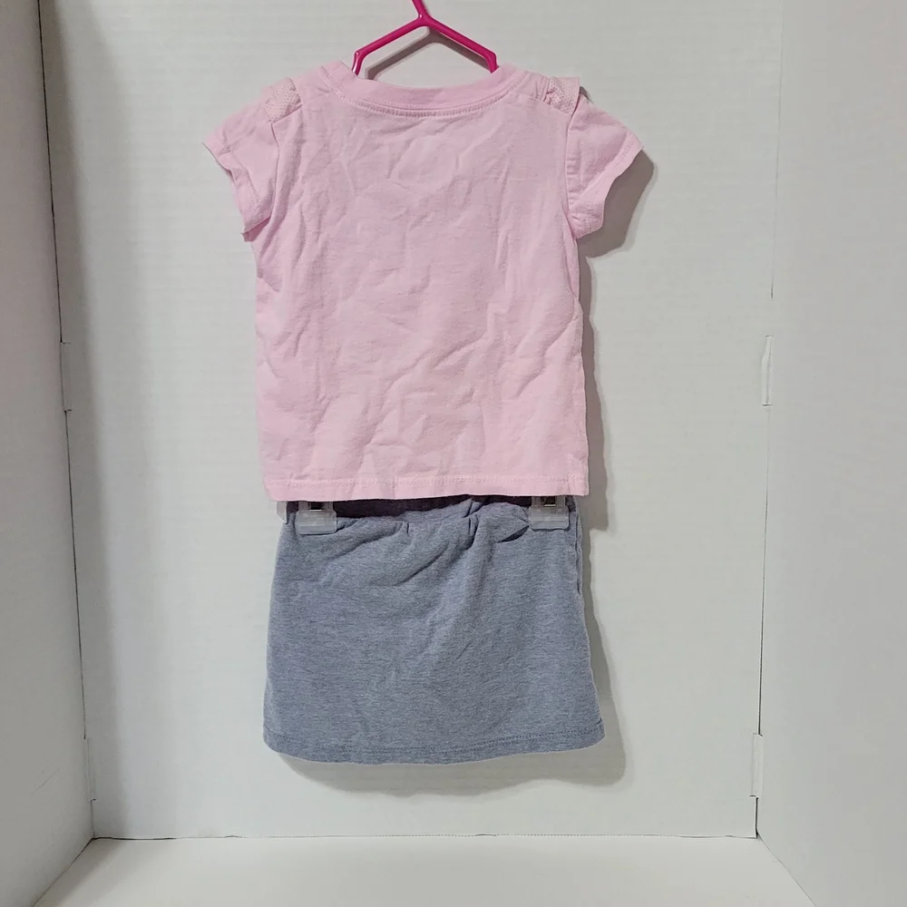 Nike Toddler Girls 2 Piece Outfit Pink “Just Do It” Shirt & Skirt Set 12M - Picture 2 of 7